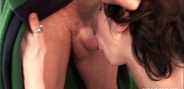  Skinny amateur brunette anal pounded n jizzed outdoor in a dirty french farm